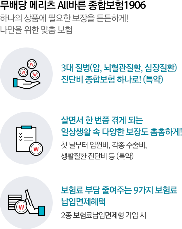 암, 뇌혈관, 심장질환 진단비 종합보험 하나로 든든하게(특약). 준법감시인 심의필 제2025-광고-1168호(2025.06.05~2025.06.04)